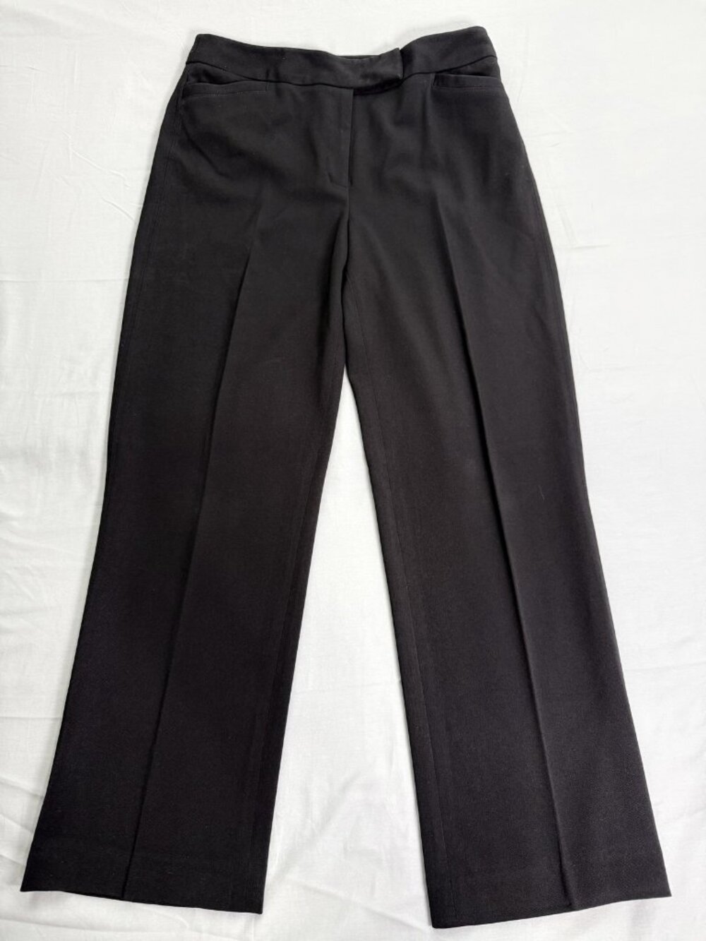 Rafaella Twill Wide Leg Dress Pants Womens 10S Black Straight Stretch Office